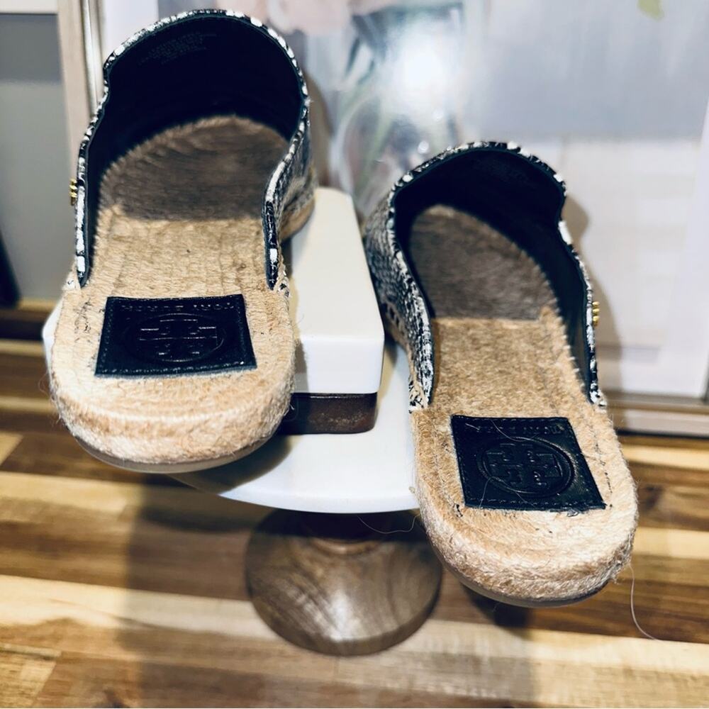 Tory Burch Max Espadrille Slide, Diamond Roccia Print, Snakeskin, Size 7.5, IOB - Picture 10 of 16